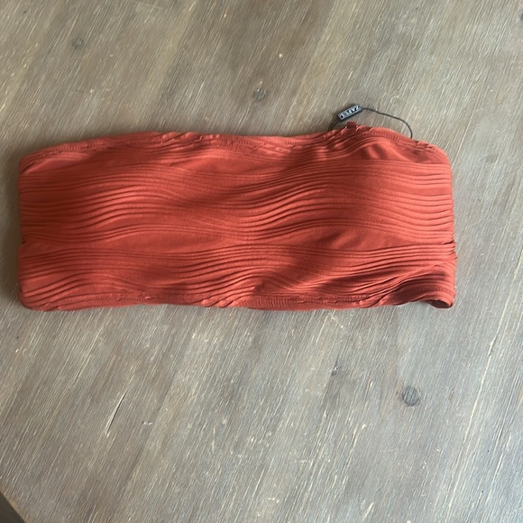 ZAFUL Bandeau Ribbed Lace Up Wave Hi Cut Bikini Size NWT - Picture 8 of 14